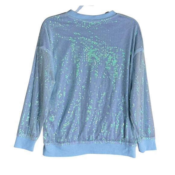 Sequin Sparkle Season Christmas Holiday Glam Party Statement Sweatshirt Sz Small - Picture 4 of 5
